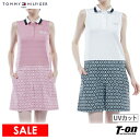 トミー ヒルフィガー ゴルフ TOMMY HILFIGER GOLF 日本正規品 レディース ワンピース ポロワンピース ノースリーブ UVカット 吸水速乾 モノグラムプリント ボックスプリーツデザイン 【送料無料】 2024 春夏 新作 ゴルフウェア