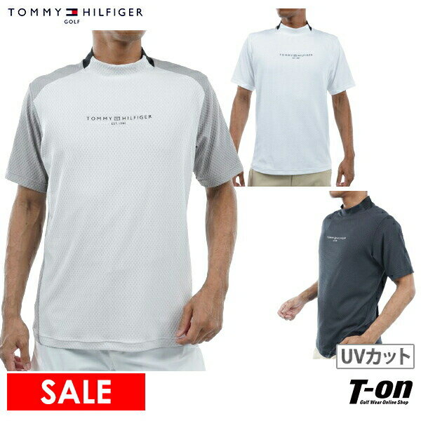 楽天【T-on】ティーオントミー ヒルフィガー ゴルフ TOMMY HILFIGER GOLF 日本正規品 メンズ ハイネックシャツ 半袖 モックネックシャツ UVカット ストレッチ メッシュ調ジャガード素材 凹凸感 ロゴプリント M～3Lまでご用意 【送料無料】 2024 春夏 新作 ゴルフウェア