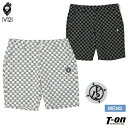 V12 ゴルフ ヴィ トゥエルブ メンズ パンツ ショートパンツ ハーフパンツ ストレッチ モノグラム柄 MONOGRAM SHORTS シリコンロゴワッペン M～3Lまで 【送料無料】 2024 春夏 新作 ゴルフウェア