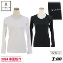 ランバン スポール LANVIN SPORT 日本正規品 レディース インナーシャツ 長袖 クルーネック アンダーウェア 部分UVカット 背中メッシュ素材切替 袖ロゴプリント S～3L 【送料無料】 2024 春夏 …