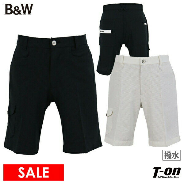 ブラック＆ホワイト ホワイトライン Black＆White WHITE Line メンズ パンツ ショートパンツ ハーフパンツ メッシュ調素材 撥水 ストレッチ バイカラーロゴ刺繍  2024 春夏 新作 ゴルフウェア