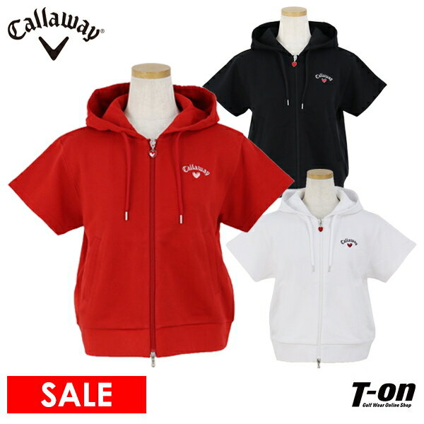 楽天【T-on】ティーオンキャロウェイ アパレル キャロウェイ ゴルフ Callaway APPAREL レディース パーカー 半袖 スウェットパーカー フーディ ストレッチ ハートモチーフロゴ刺繍 【送料無料】 2024 春夏 新作 ゴルフウェア