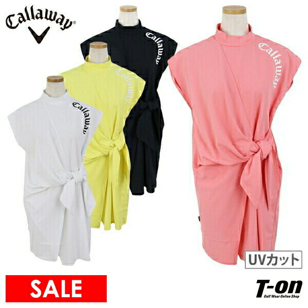 キャロウェイ アパレル キャロウェイ ゴルフ Callaway APPAREL レディース ハイネックシャツ 半袖 チュニックシャツ モックネック UVカット 吸汗速乾 ロゴプリント アシンメトリーデザイン 後ろスリット 【送料無料】 2024 春夏 新作 ゴルフウェア