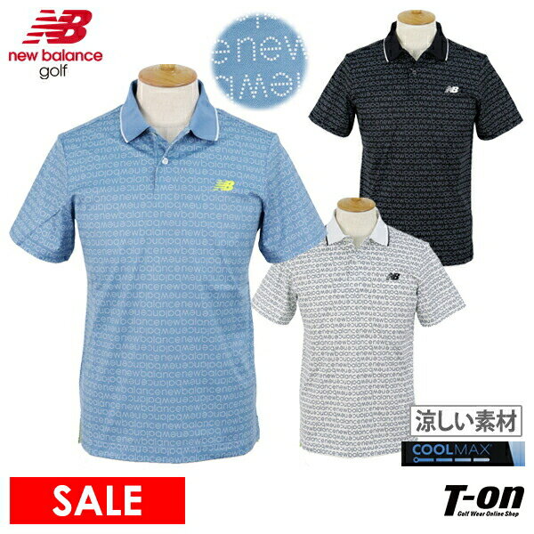 楽天【T-on】ティーオンニューバランス ゴルフ new balance golf メンズ ポロシャツ 半袖 吸水速乾 涼しい素材 ストレッチ ロゴ総柄 M～3Lまで 【送料無料】 2024 春夏 新作 ゴルフウェア