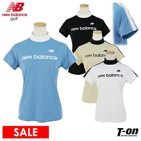 楽天【T-on】ティーオンニューバランス ゴルフ new balance golf レディース ハイネックシャツ 半袖 モックネックシャツ ストレッチ ドロップショルダー メッシュ編み衿 ラメ調ロゴプリント 2024 春夏 新作 ゴルフウェア