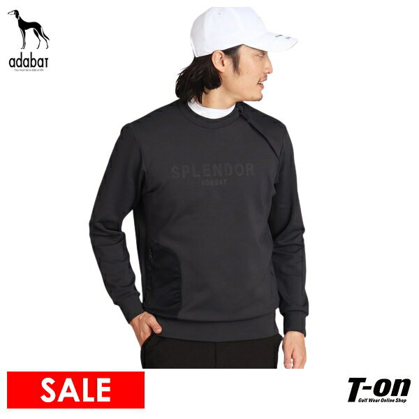 【50％OFF SALE】アダバット adabat メンズ トレーナー プルオーバー 透け防止 フロントロゴデザイン 長袖プルオーバー 【送料無料】 ゴルフウェア