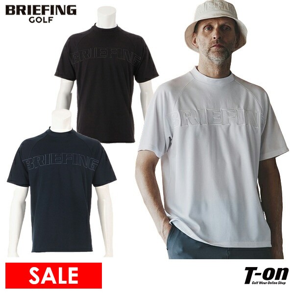 楽天【T-on】ティーオンブリーフィング ゴルフ BRIEFING GOLF メンズ ハイネックシャツ 半袖 モックネックシャツ ハニカムメッシュ素材 ロゴ刺繍 リラックスフィット 【送料無料】 2024 春夏 新作 ゴルフウェア