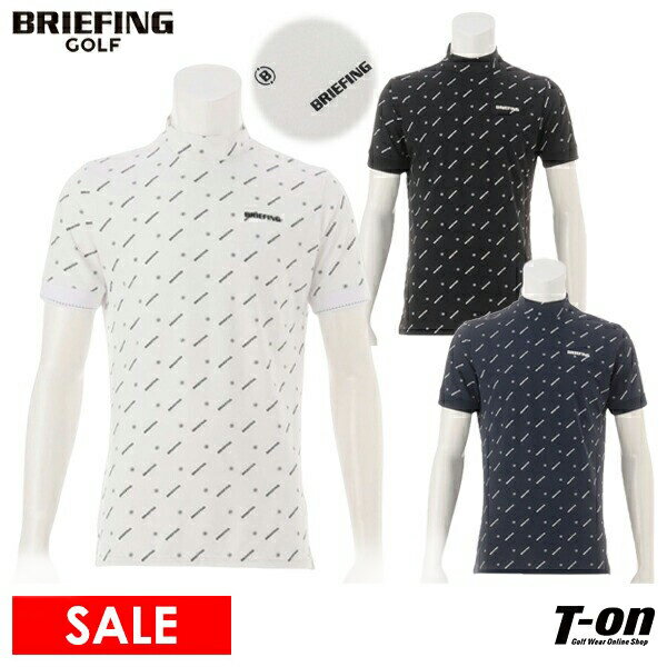 ブリーフィング ゴルフ BRIEFING GOLF メンズ ハイネックシャツ 半袖 モックネック ロゴデザイン MONOGRAM HIGH NECK ロゴワッペン  2024 春夏 新作 ゴルフウェア