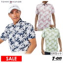 トミー ヒルフィガー ゴルフ TOMMY HILFIGER GOLF 日本正規品 メンズ ポロシャツ 半袖 UVカット パームツリー柄 総柄 【送料無料】 2024 春夏 新作 ゴルフウェア