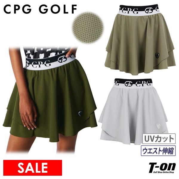 楽天【T-on】ティーオンシーピージー ゴルフ CPG GOLF レディース スカート フレアスカート フレアメッシュレイヤードスコート インナーパンツ一体型 UVカット 吸水速乾 ウエストゴム仕様 ストレッチ ロゴワッペン 【送料無料】 2024 春夏 新作 ゴルフウェア