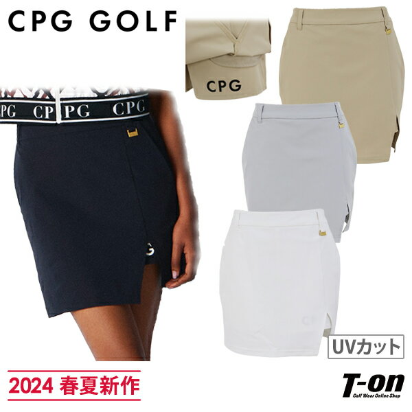 シーピージー ゴルフ CPG GOLF レディース スカート ストレッチ UVカット 速乾 防透け インナーパンツ一体型 ウエスト一部ゴム仕様 裾スリット入り  2024 春夏 新作 ゴルフウェア