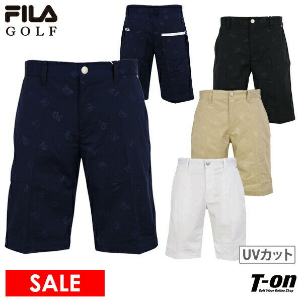 フィラ フィラ フィラゴルフ FILA GOLF メンズ パンツ ショートパンツ ハーフパンツ UVカット ストレッチ 綿混ツイル素材 飛び柄 ロゴ柄 カート柄 2024 春夏 新作 ゴルフウェア