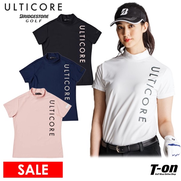 アルティコア ブリヂストン ゴルフ ULTICORE BRIDGESTONE GOLF レディース ハイネックシャツ 半袖 モックネックシャツ ストレッチナイロン素材 ロゴプリント M～3Lまでご用意 【送料無料】 2024 春夏 新作 ゴルフウェア