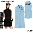 ミラーナインゴルフ MIRROR9GOLF レディース ワンピース ノースリーブ ポロワンピース インナーパンツ付 バックロゴプリント フラップポケット 鹿の子...