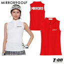 ミラーナインゴルフ MIRROR9GOLF レディース ポロシャツ ノースリーブ バックロゴプリント 胸ポケット付 ロゴ刺繍 鹿の子素材 ゴルフウェア