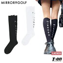 ミラーナインゴルフ MIRROR9GOLF レディース ソックス ハイソックス バックロゴデザイン 後ろロゴ バイカラー モノトーン ゴルフ