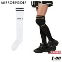 ミラーナインゴルフ MIRROR9GOLF レディース ソックス ニーハイソックス オーバーニーソックス ライン&ロゴ バイカラーデザイン ゴルフ