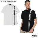 ミラーナインゴルフ MIRROR9GOLF メンズ ポロシャツ 半袖 鹿の子素材 ストレッチ バーティカルロゴプリント 【送料無料】 ゴルフウェア
