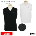 【30%OFF SALE】セントアンドリュース St ANDREWS メンズ ベスト Vネック ニットベスト 軽量ポリエステル柄 リブ編み斜メ柄 ケルトロゴ刺繍...
