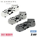 【30%OFF SALE】セントアンドリュース St ANDREWS メンズ ソックス アンクル丈ソックス スニーカー丈ソックス 足底パイルクッション付き 抗菌防臭 ミュージック柄 ゴルフ