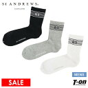 【30%OFF SALE】セントアンドリュース St ANDREWS メンズ ソックス ヒールホールドリブソックス 足底パイルクッション付き 抗菌防臭 配色ボーダー ロゴ刺繍 2025 春夏 新作 ゴルフ