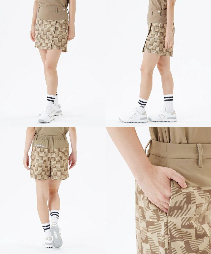【30％OFF SALE】ニューバランス ゴルフ new balance golf レディース パンツ ショートパンツ キュロットパンツ ラップキュロット UVカット ロゴジオメトリック柄 切替デザイン 2025 秋冬 新作 ゴルフウェア 【送料無料】