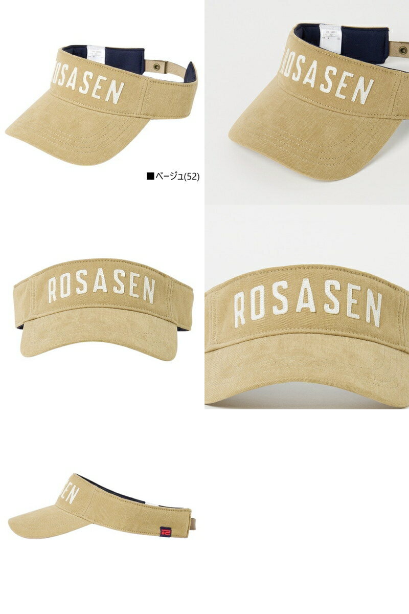 ロサーセン ROSASEN メンズ サンバイザー ウォッシュドバイザー 起毛コットン素材 サイズ調節可 ロゴワッペン 2025 秋冬 新作 ゴルフ 【送料無料】