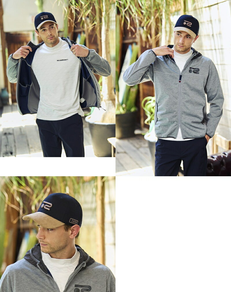 ロサーセン ROSASEN メンズ キャップ 起毛ツイル素材 つばフェイクスエード 配色切替 サイズ調整可能 立体ロゴ刺繍 2025 秋冬 新作 ゴルフ 【送料無料】