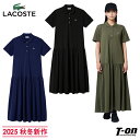 ラコステ LACOSTE 日本正規品 レディース ワンピース 半袖 ポロワンピース ローウエストデザイン マキシ丈 ロング丈 ゆったり フレアーシルエット 綿1...