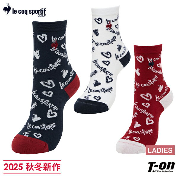 【ブラックフライデーP10倍】ルコックスポルティフ ゴルフ ルコック le coq sportif GOLF レディース ソックス ショート丈ソックス 抗菌防臭 クッション＆サポート 手書きロゴ柄 ハート柄 総柄デザイン 2025 秋冬 新作 ゴルフ