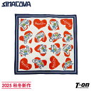シナコバ SINACOVA メンズ レディース スカーフ フリーチーフ バンダナ ナプキンにもなる 釦ホール付 綿100% ハート総柄プリント 2025 秋冬 新作