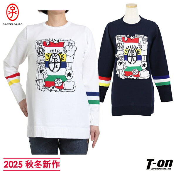 カステルバジャック CASTELBAJAC レディース セーター チュニック丈 ニットチュニック ニットプルオーバー カステルバジャック直筆アートデザイン 袖カ...