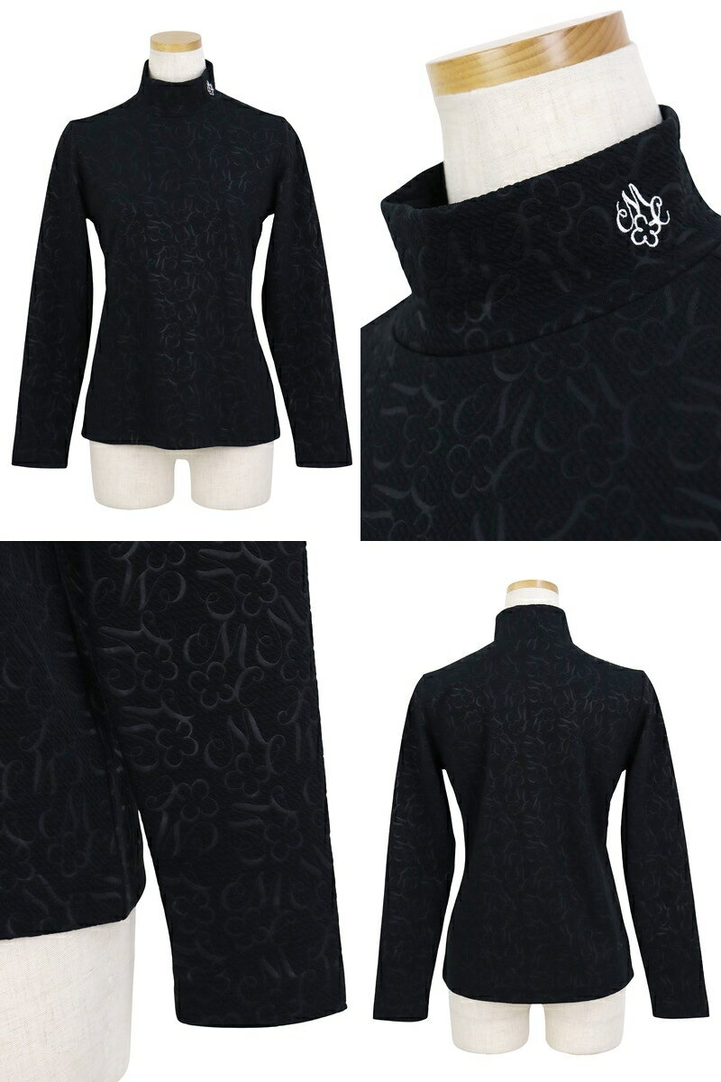 【30％OFF SALE】マリクレール マリ・クレール スポール marie claire sport レディース ハイネックシャツ 長袖 モックネックシャツ UVカット フラワー柄 花柄 ロゴ柄 エンボスデザイン 2025 秋冬 新作 ゴルフウェア 【送料無料】