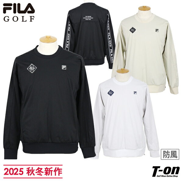 フィラ フィラゴルフ FILA GOLF メンズ ブルゾン クルーネック スニードジャック ライトボンディングブルゾン 防風 軽量 ストレッチ ロゴラインデザイン ウインドジャケット 2025 秋冬 新作 ゴルフウェア 【送料無料】