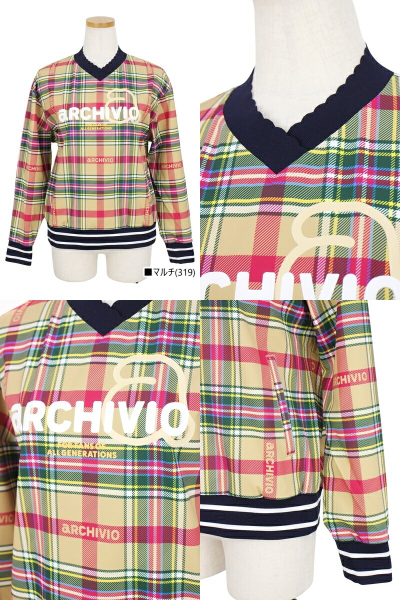 アルチビオ archivio レディース ブルゾン Vネック スニードジャック ストレッチ ロゴチェック柄 ロゴプリント ポーチ付き 【送料無料】 2025 秋冬 新作 ゴルフウェア