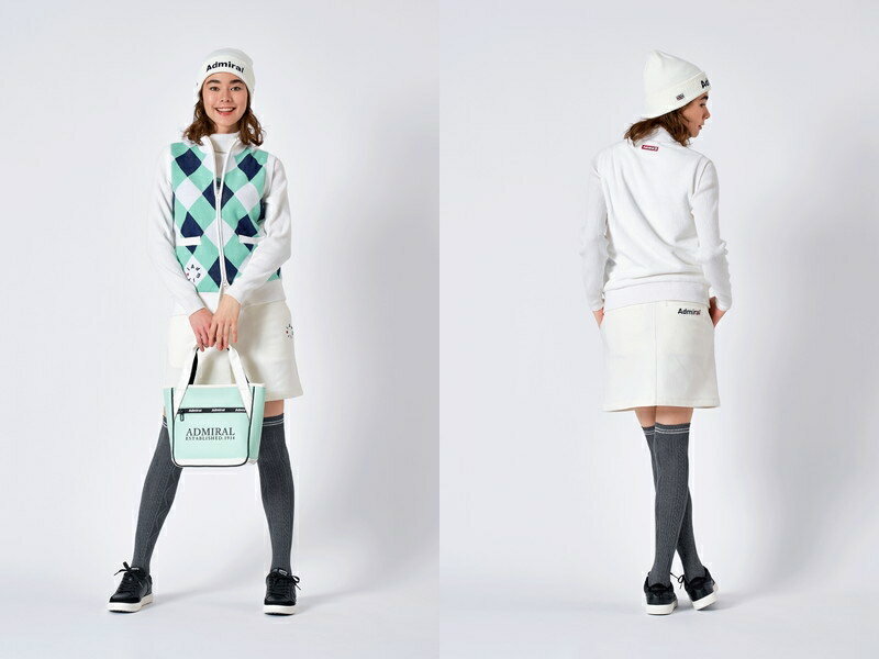 アドミラルゴルフ Admiral Golf 日本正規品 レディース スカート 裏起毛 保温 全方向ストレッチ コーデュロイ調 フロントプリーツデザイン ロゴ刺繍入り 【送料無料】 2025 秋冬 新作 ゴルフウェア