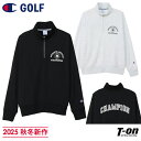 チャンピオン チャンピオン ゴルフ Champion 日本正規品 メンズ トレーナー ハイネックにもなる ハーフジップアップ リラックスフィット 速乾 ストレッチ ロゴプリント 【送料無料】 2025 秋冬 新作 ゴルフウェア