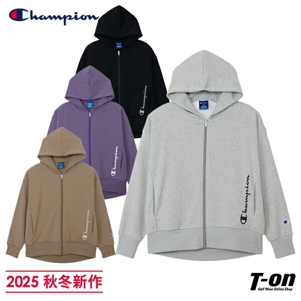 チャンピオン Champion 日本正規品 レディース ブルゾン フード付き パーカー スウエット素材 ストレッチ 速乾性 ロゴプリント 2025 秋冬 新作 【送料無料】