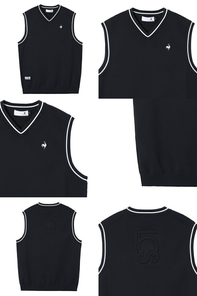 ルコックスポルティフ ゴルフ ルコック le coq sportif GOLF メンズ ベスト ニットベスト Vネック ポリエステルニット素材 手洗い可 配色ライン バックエンボスロゴデザイン M〜3Lまで 【送料無料】 2025 秋冬 新作 ゴルフウェア