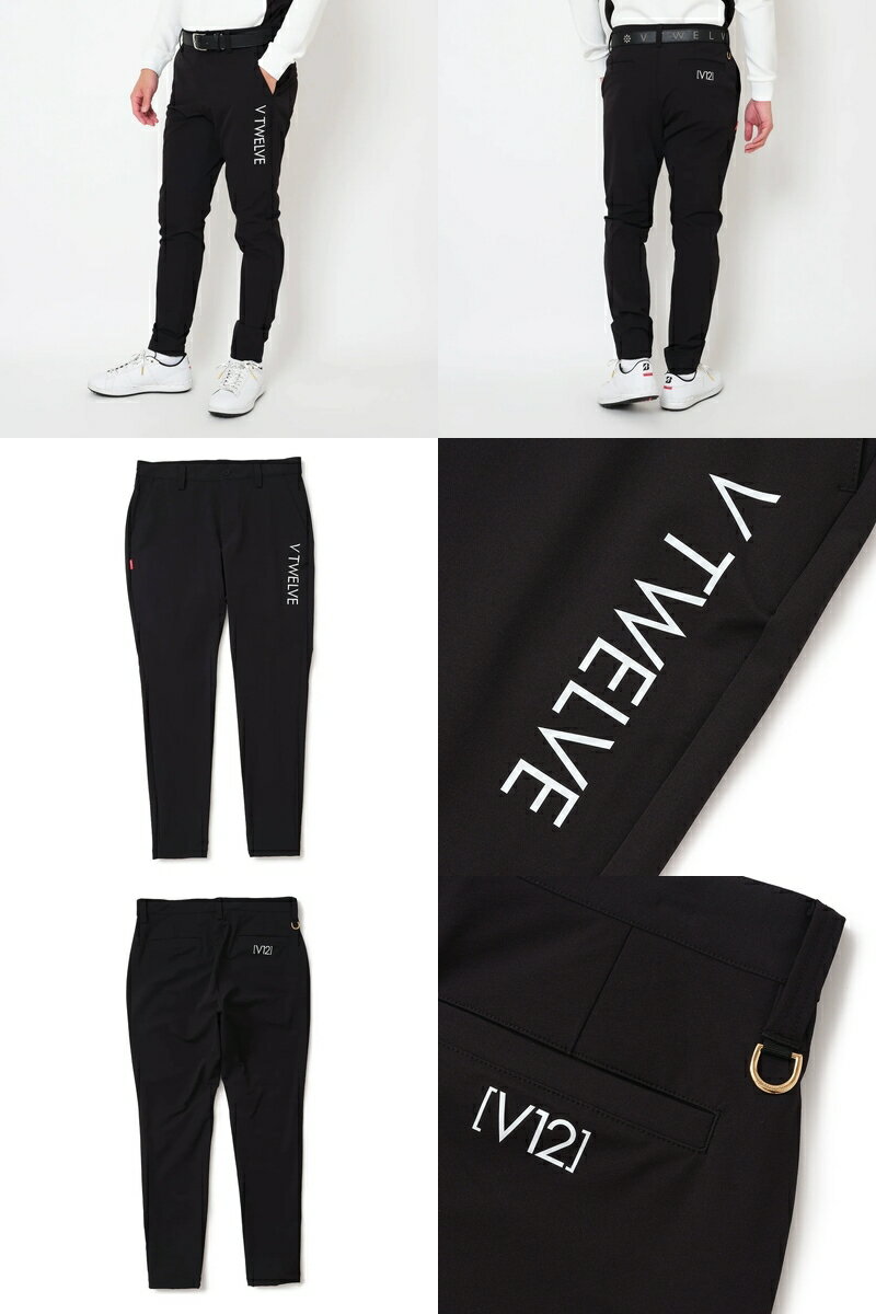 V12 ゴルフ ヴィ・トゥエルブ メンズ パンツ ロングパンツ 撥水 ナイロン素材 ウエストゴム ロゴプリント ALM PANTS M〜3Lまでご用意 【送料無料】 2025 秋冬 新作 ゴルフウェア