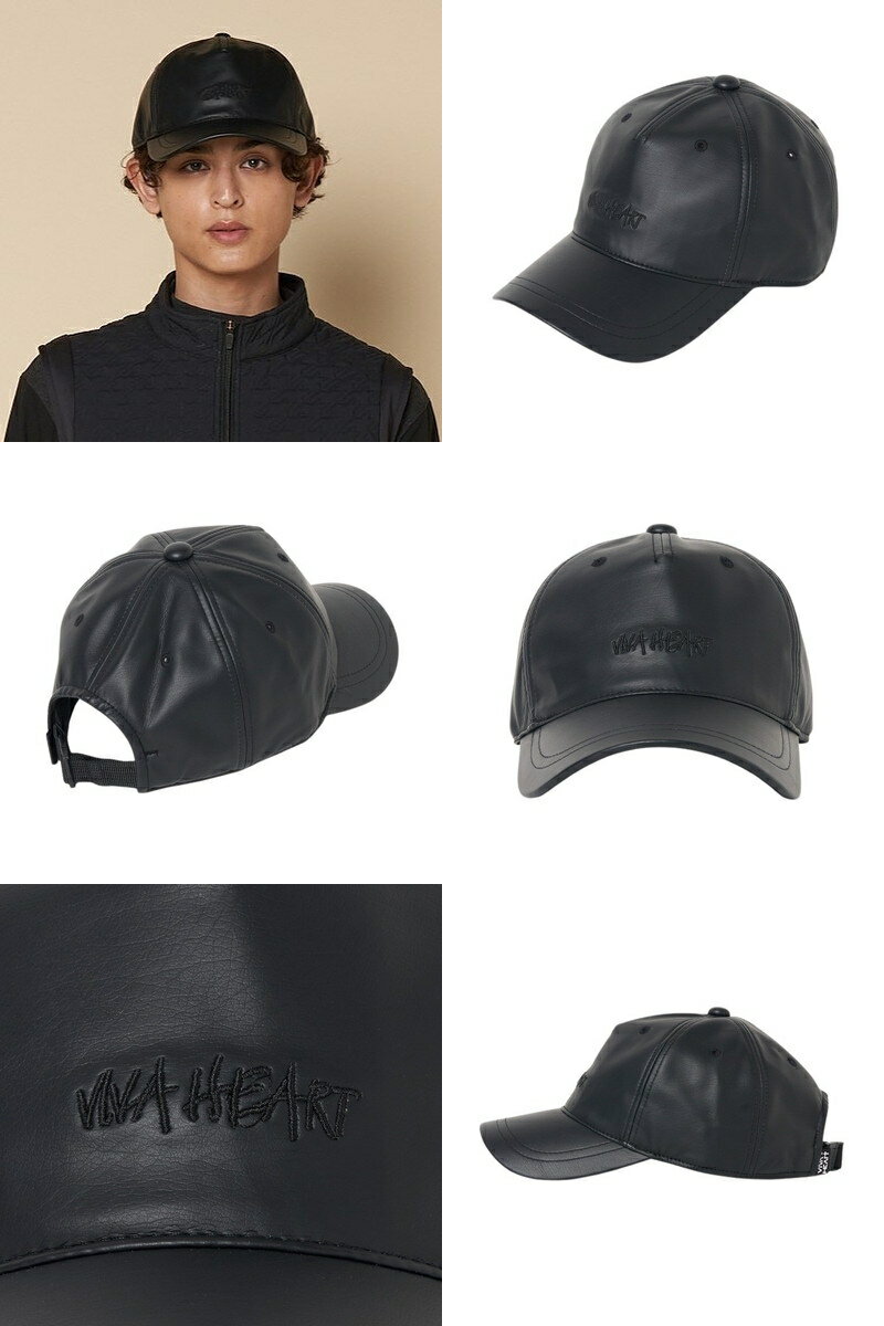 ビバハート VIVA HEART メンズ キャップ フェイクレザーキャップ 手書き風ロゴ刺繍 バックルベルト式 2025 秋冬 新作 ゴルフ 【送料無料】