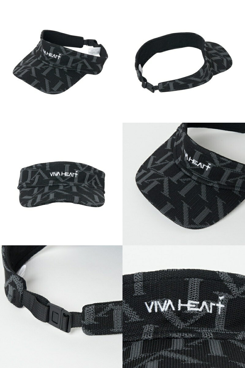 ビバハート VIVA HEART メンズ サンバイザー ニットサンバイザー サンテ総柄ジャガード ロゴ刺繍 バックルベルト式 2025 秋冬 新作 ゴルフ 【送料無料】