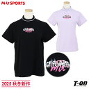 MUスポーツ エムユー スポーツ M.U SPORTS MUSPORTS レディース ハイネックシャツ 半袖 モックネックシャツ オーガニックコットン素材 ロゴプリント 【送料無料】 2025 秋冬 新作 ゴルフウェア