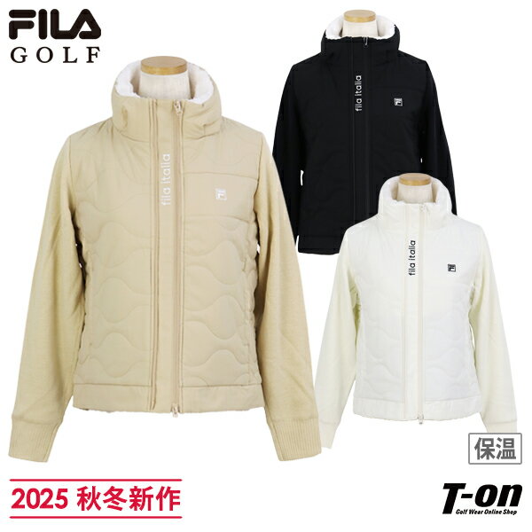 フィラ フィラゴルフ FILA GOLF レディース ブルゾン 中綿ブルゾン 袖ニット切替 ハイブリッドジャケット 後身頃蓄熱裏地付 保温 ストレッチ 異素材切替デザイン 後ろ裾ロゴ刺繍入り 【送料無料】 2025 秋冬 新作 ゴルフウェア