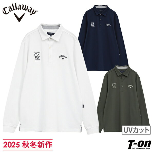 キャロウェイ アパレル キャロウェイ ゴルフ Callaway APPAREL メンズ ポロシャツ 長袖 UVカット 鹿の子素材 ロゴ刺繍 シンプルデザイン 2025 秋冬 新作 ゴルフウェア 【送料無料】