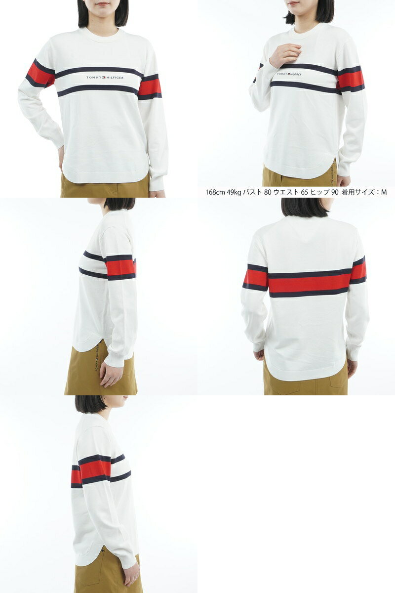 トミー ヒルフィガー ゴルフ TOMMY HILFIGER GOLF 日本正規品 レディース セーター ニット クルーネック 丸首 ハイゲージニット 裾ラウンドデザイン ライン＆ロゴデザイン 【送料無料】 2025 秋冬 新作 ゴルフウェア