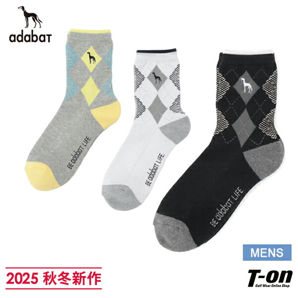 アダバット adabat メンズ ソックス アーガイルショートソックス 2025 秋冬 新作 ゴルフ