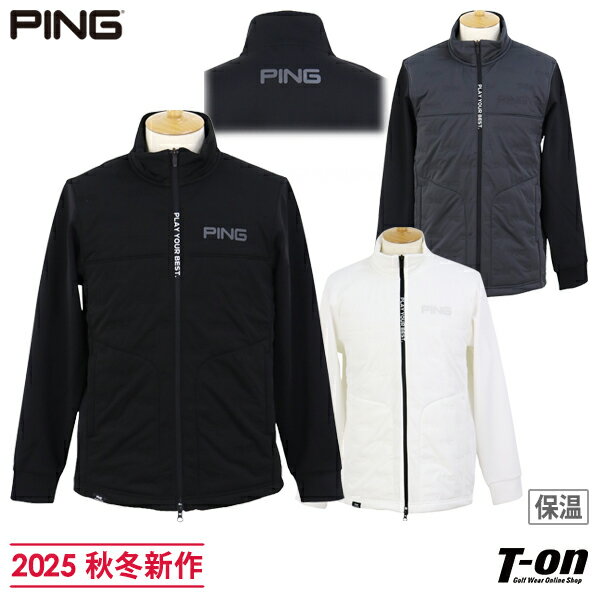 ピン PING メンズ ブルゾン 前身頃薄中綿入り 裏起毛 保温 防寒 ロゴドットデザイン ピンソニックフルブルゾン 異素材切替デザイン ロゴプリント M〜3L...