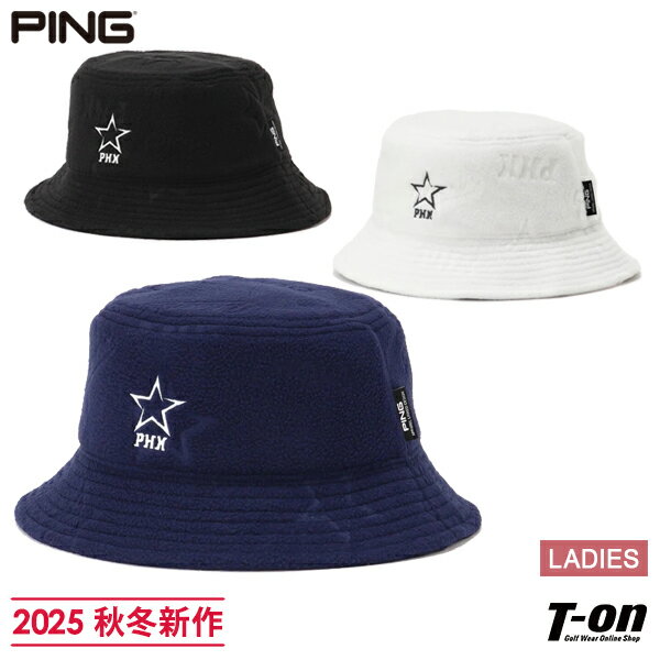 ピン PING レディース ハット バケットハット フリース素材 エンボス柄 ロゴ&星柄 暖かみのある素材 2025 秋冬 新作 ゴルフ 【送料無料】