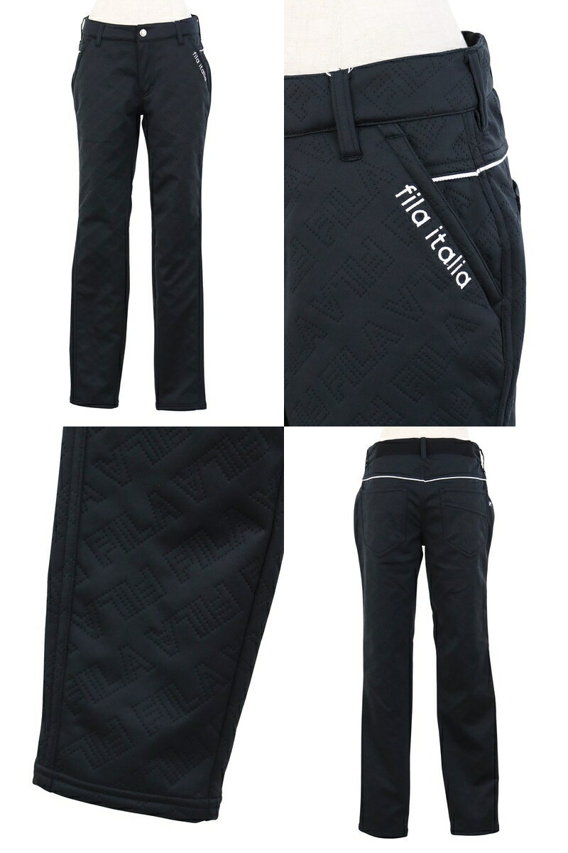 フィラ フィラゴルフ FILA GOLF レディース パンツ ロングパンツ 高周波キルトボンディングパンツ 保温 防寒 防風 裏フリース タイポグラフィック柄 バイアスロゴ柄 無地風 ロゴ刺繍 2025 秋冬 新作 ゴルフウェア 【送料無料】